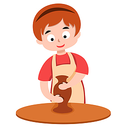 做陶瓷瓶的男孩