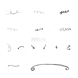卡通手绘涂鸦线条箭头简笔画