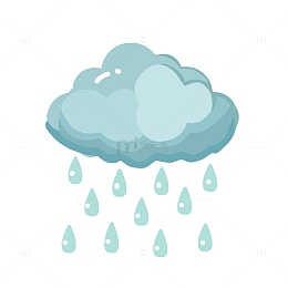 手绘云朵雨水插画