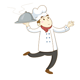 美食餐饮厨师上菜手绘卡通人物