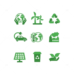 矢量绿色色块环保图标