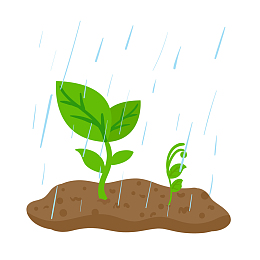 手绘雨水嫩芽插画