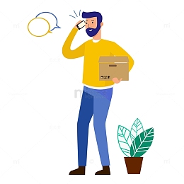 扁平打电话快递员磕