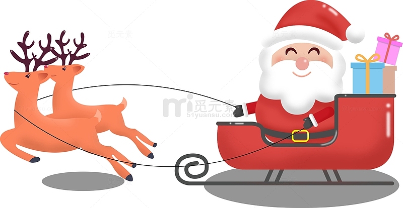 圣诞节快乐圣诞老人麋鹿拉雪橇元素