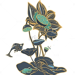 国潮风莲花锦鲤