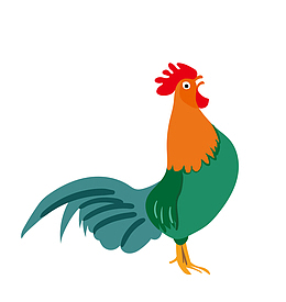 手绘大公鸡打鸣
