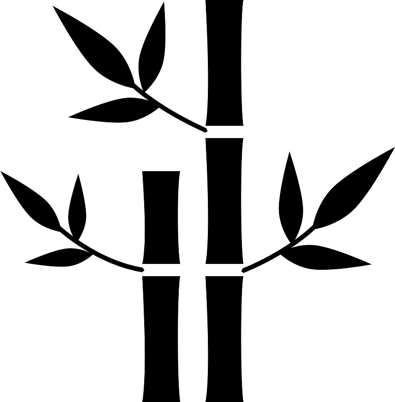 黑色卡通竹子植物矢量图1