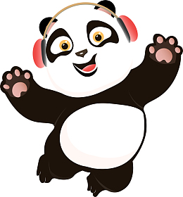卡通熊猫听歌图片