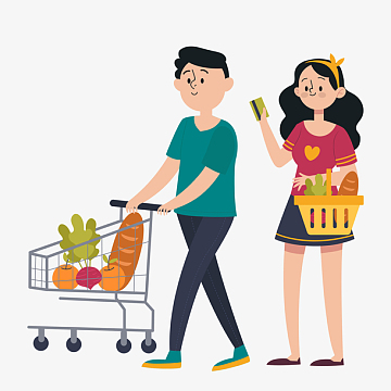 商城商场购物夫妻购物人物素材