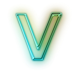 黄绿荧光特效字母V