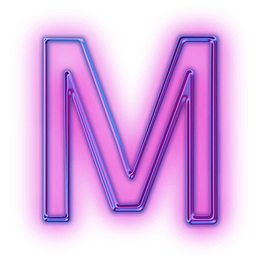 紫色荧光特效字母M