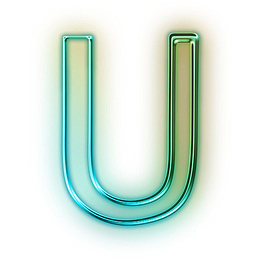 黄绿荧光特效字母U