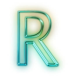 黄绿荧光特效大写字母R