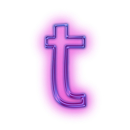 紫色荧光特效字母t
