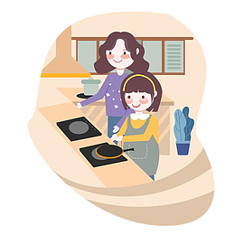妈妈教孩子做饭