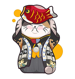 和服猫鱼卡通
