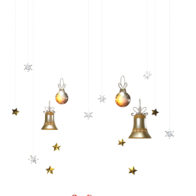 圣诞节铃铛手绘星星素材