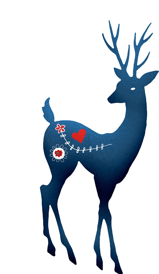 圣诞节麋鹿蓝色手绘清新