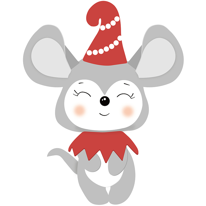 圣诞节新年卡通可爱老鼠