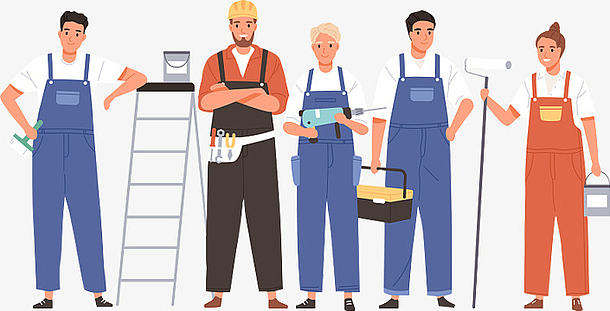 维修,装修工人们