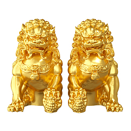 国潮元素,石狮子,招财,福气,节日元素