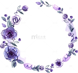 水墨边框，手绘，花饰素材