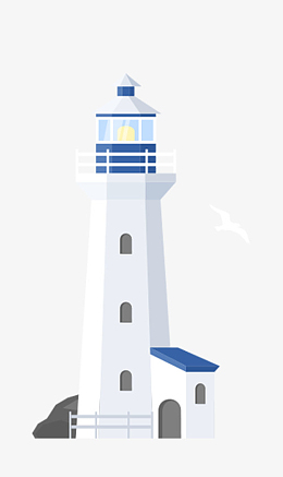 png卡通白色灯塔海鸥pngaipng度假风景插画矢量素材下.