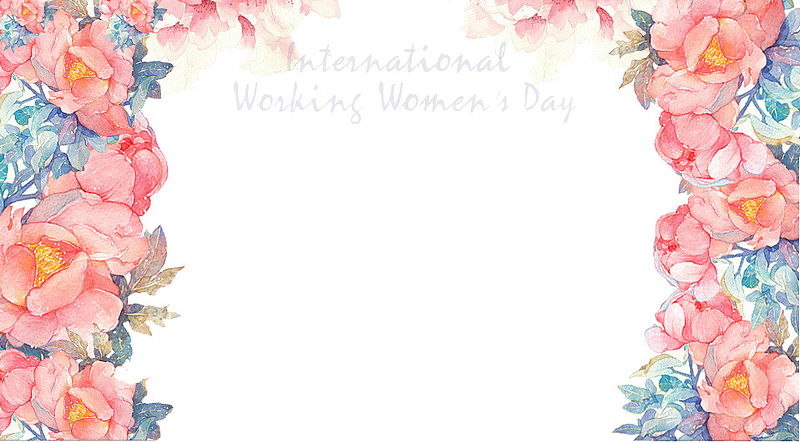 妇女节手绘花卉边框