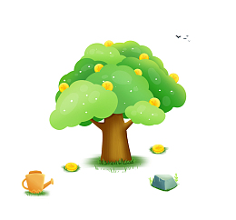 卡通钱币发财树