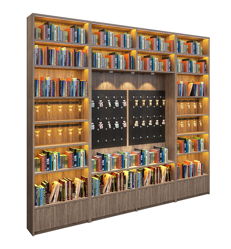 书店靠墙木质展柜