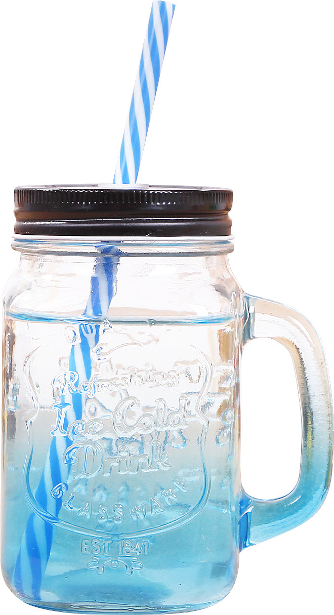 杯子瓶子蓝色透明杯适量图