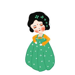 唐风卡通手绘女孩插图插画