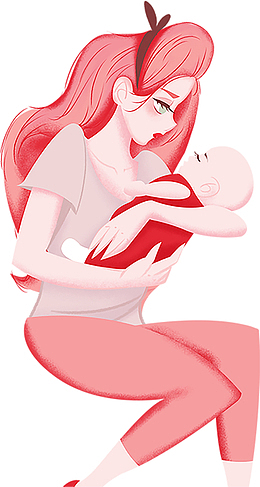 母亲抱着婴儿