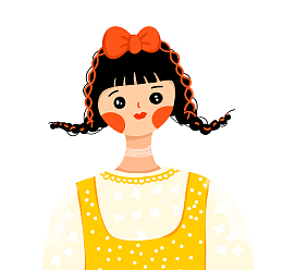 卡通扁平小女孩人物插画头像