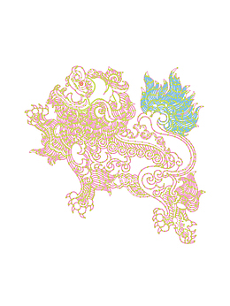 手绘麒麟狮子霓虹灯招牌