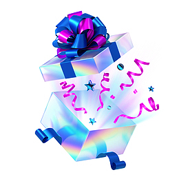 霓虹色电商大促礼物盒打开