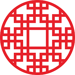 红色 古典 中国风 圆形 窗格