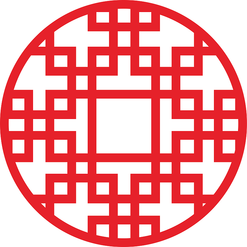 红色 古典 中国风 圆形 窗格