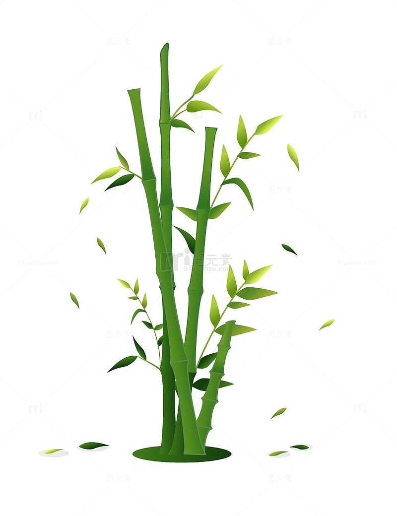 绿色手绘竹子绿植物树林风景矢量插画