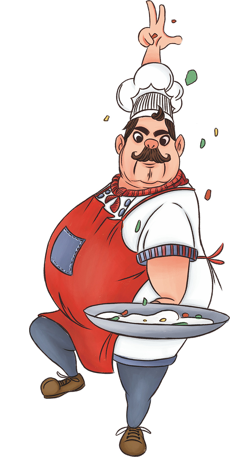 红色 胖子 厨师  烧烤 主厨 小龙虾