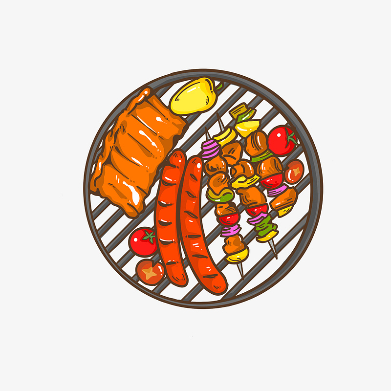 手绘烧烤的元素