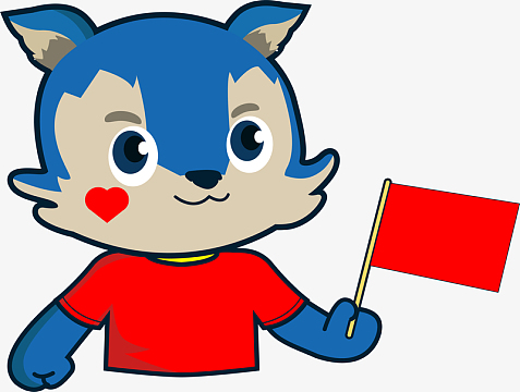 蓝色小狼吉祥物加油