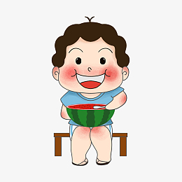 吃西瓜的小孩
