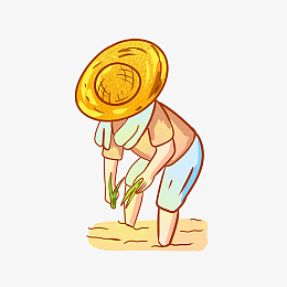 芒种农民载水稻卡通手绘元素