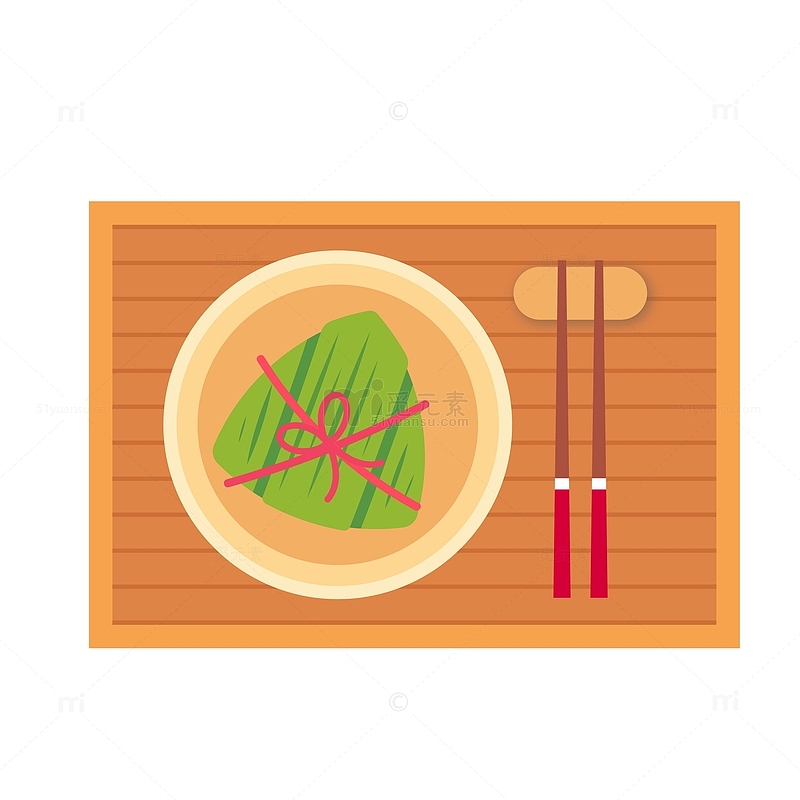 传统卡通端午节吃粽子插画元素