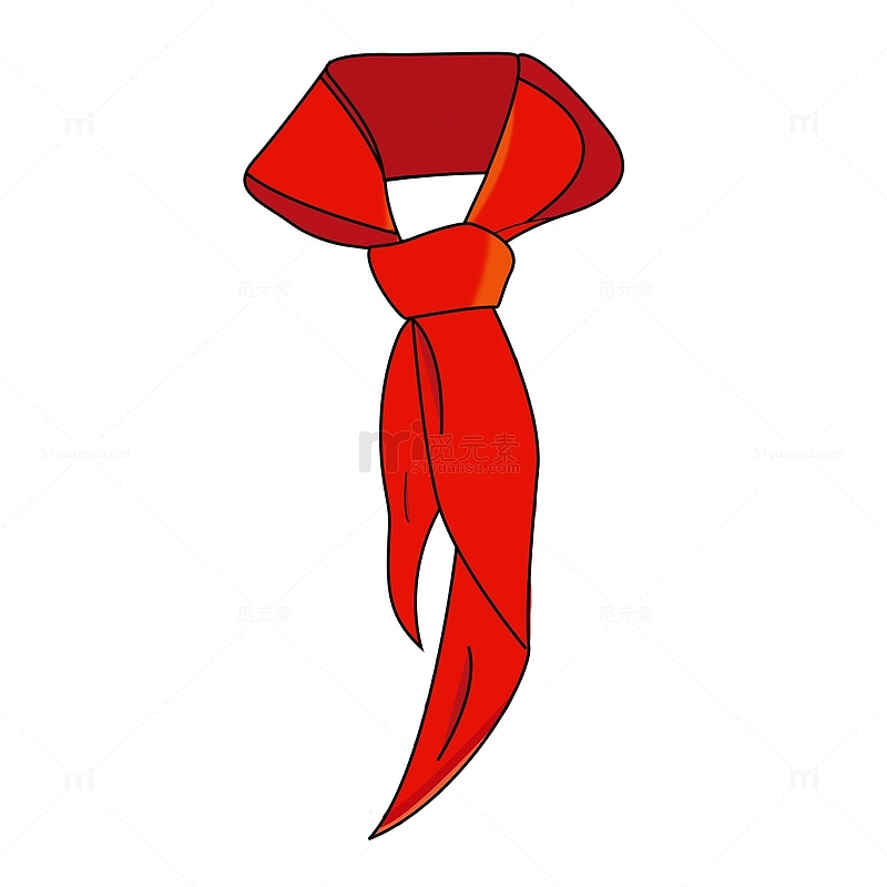 手绘深红色红领巾少先队