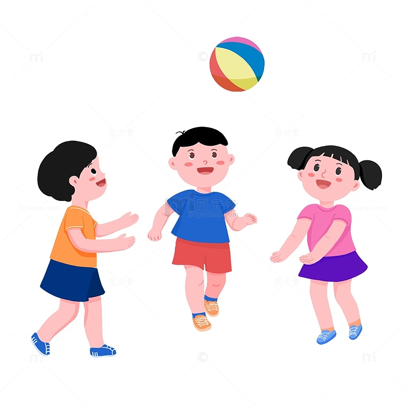 彩色儿童一起玩耍六一儿童节元素卡通图