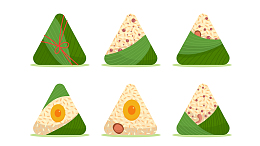 卡通扁平化矢量端午节包粽子步骤元素