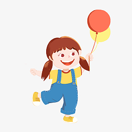 卡通六一儿童节拿起球小女孩