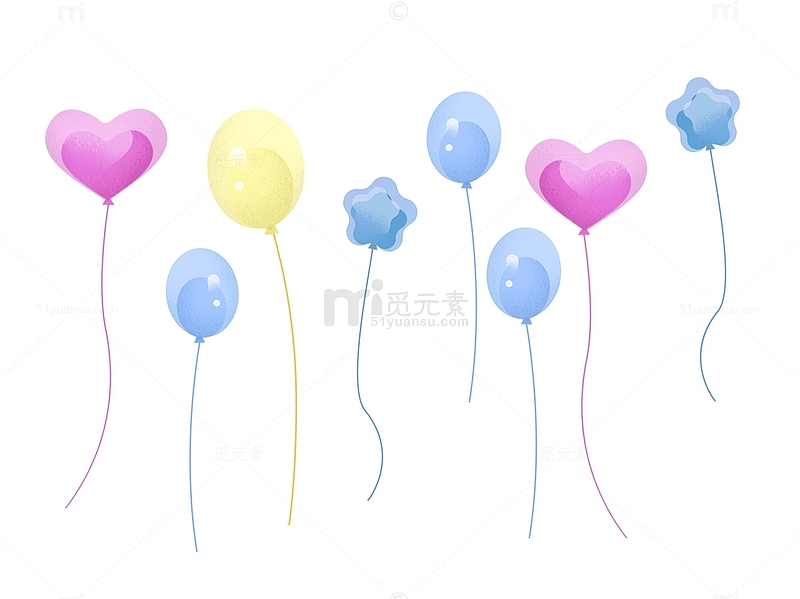 彩色卡通放飞气球六一儿童节庆祝生日元素